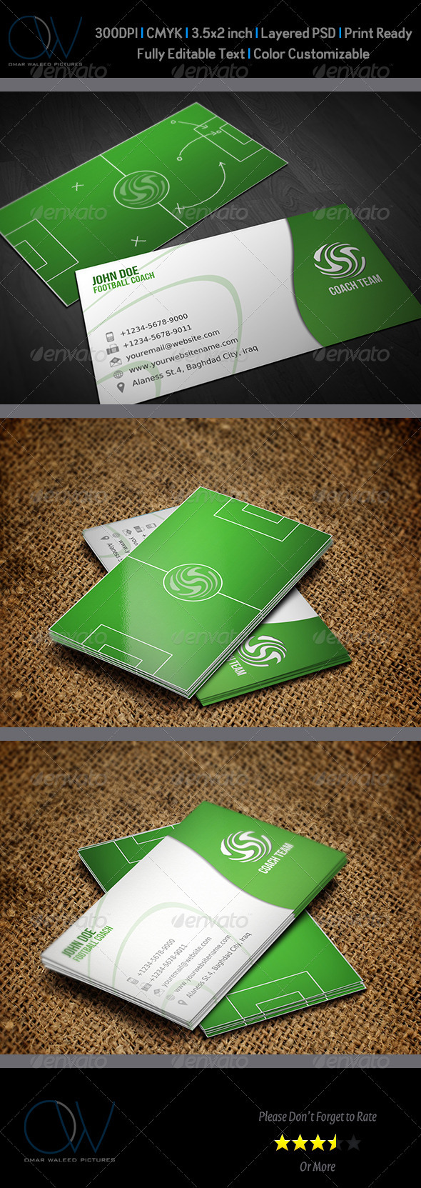 football coach business card by owpictures graphicriver football business cards